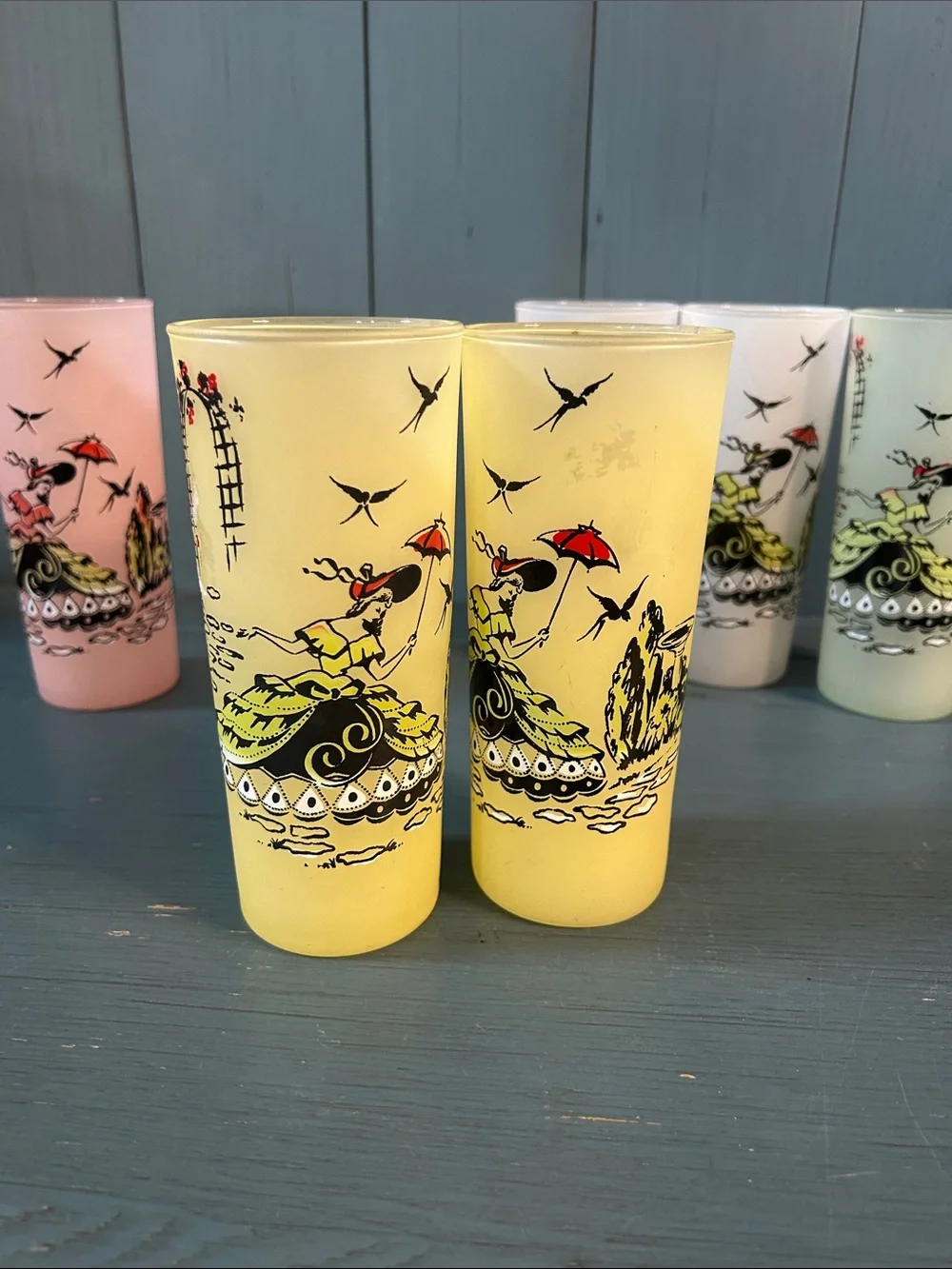 Libbey Pastel Countrygirl Glass Tumbler Set - Pink, Yellow, Cream, Light Green
